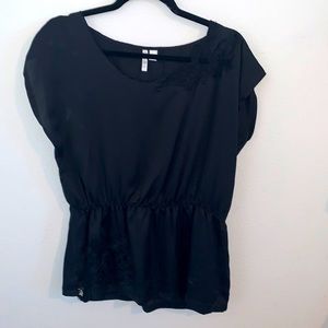 Black blouse with lace detail